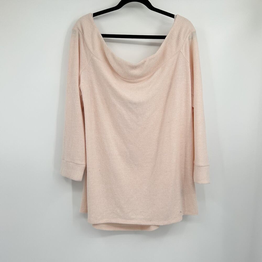 Torrid Light Pink Super Soft Plush Off Shoulder 3/4 Sleeve Top Size 3 3X
